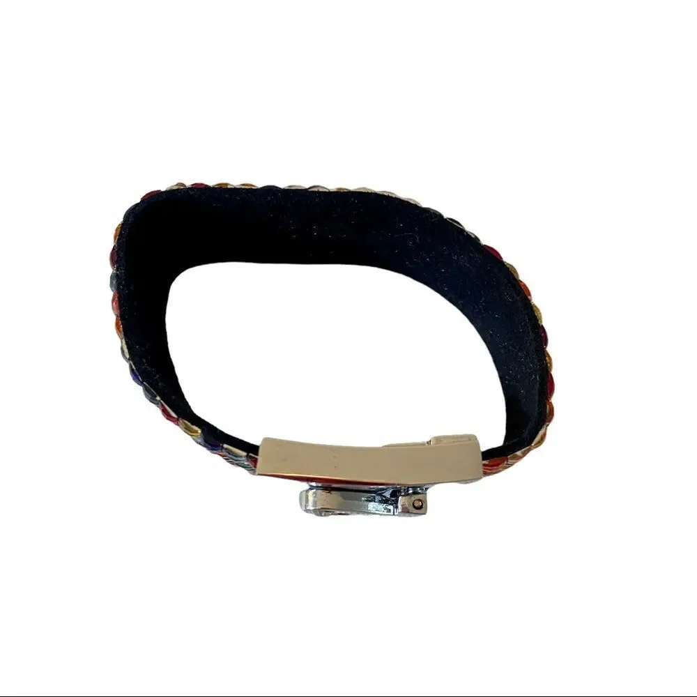 Multi-colored Jeweled Bracelet w/ pretty heart shaped buckle clasp.